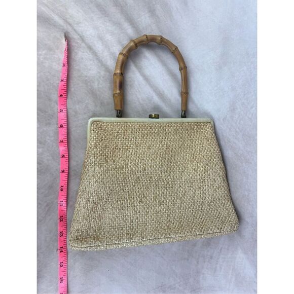 Vintage Mod Straw Purse with Bamboo Handle - Picture 7 of 7